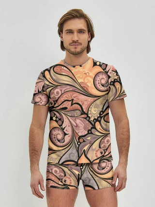 Мужские трусы с футболкой / дудл узоры