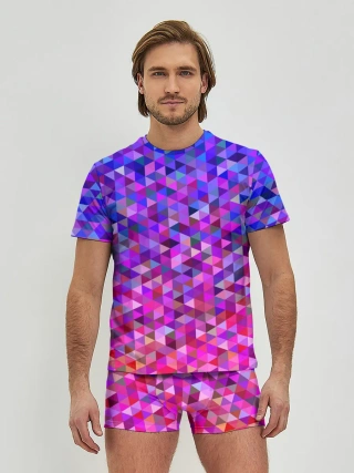 Мужские трусы с футболкой / Треугольники мозаика пиксели