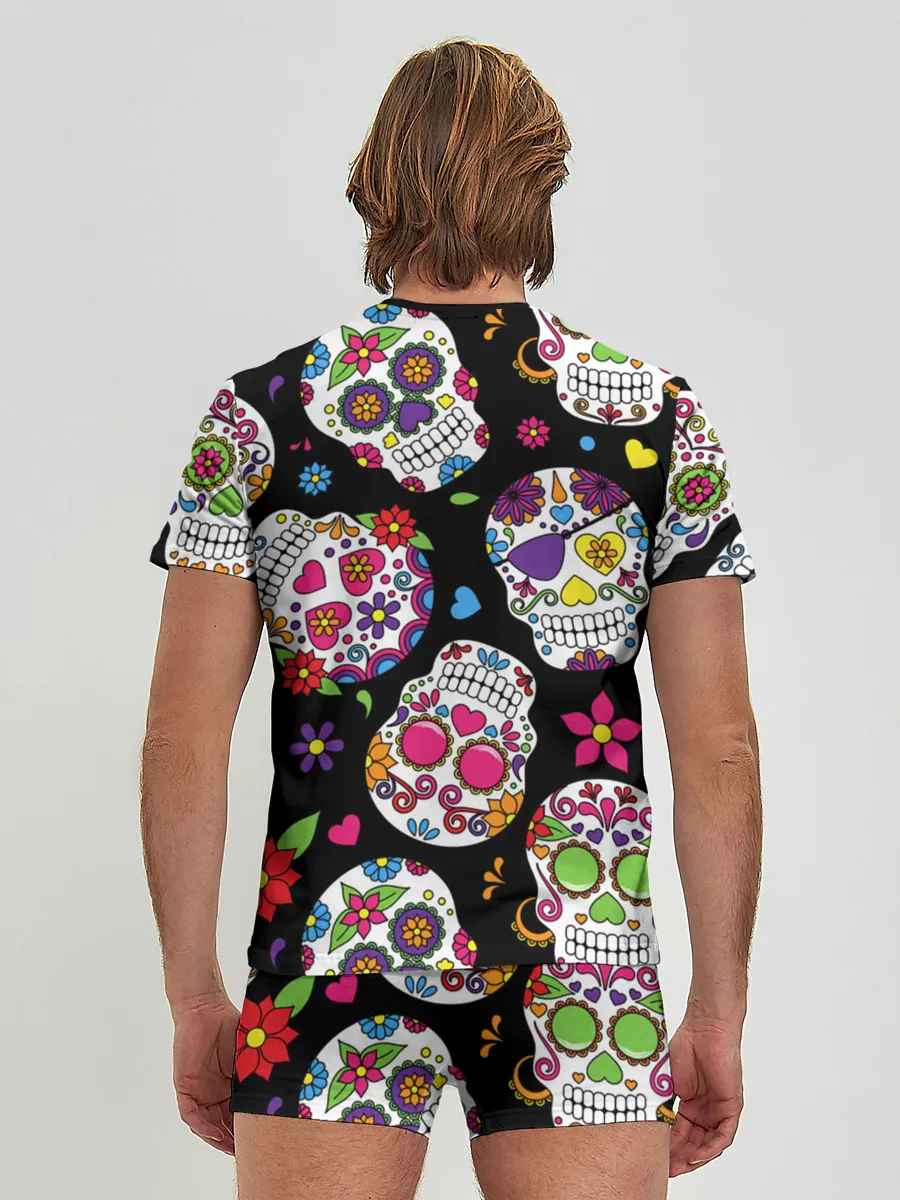 Мужские трусы с футболкой / Шальные черепа