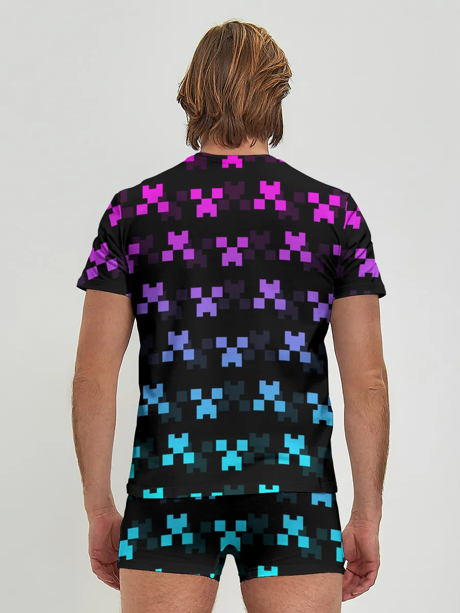 Мужские трусы с футболкой / MINECRAFT CREEPER NEON