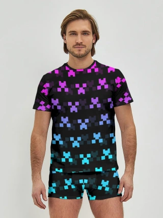 Мужские трусы с футболкой / MINECRAFT CREEPER NEON