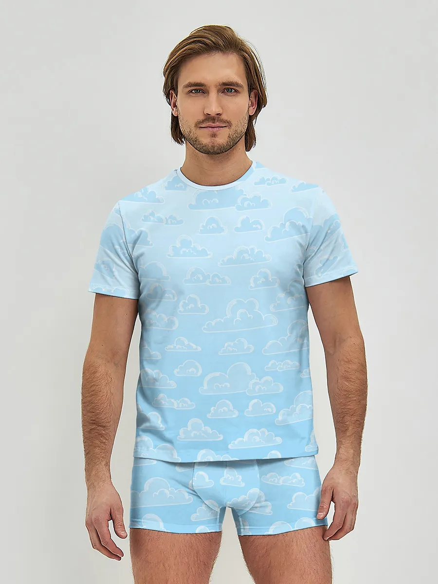 Мужские трусы с футболкой / Очень светлые голубые облака