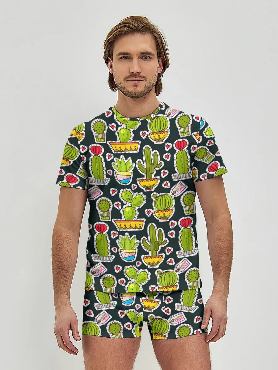 Мужские трусы с футболкой / Кактусы