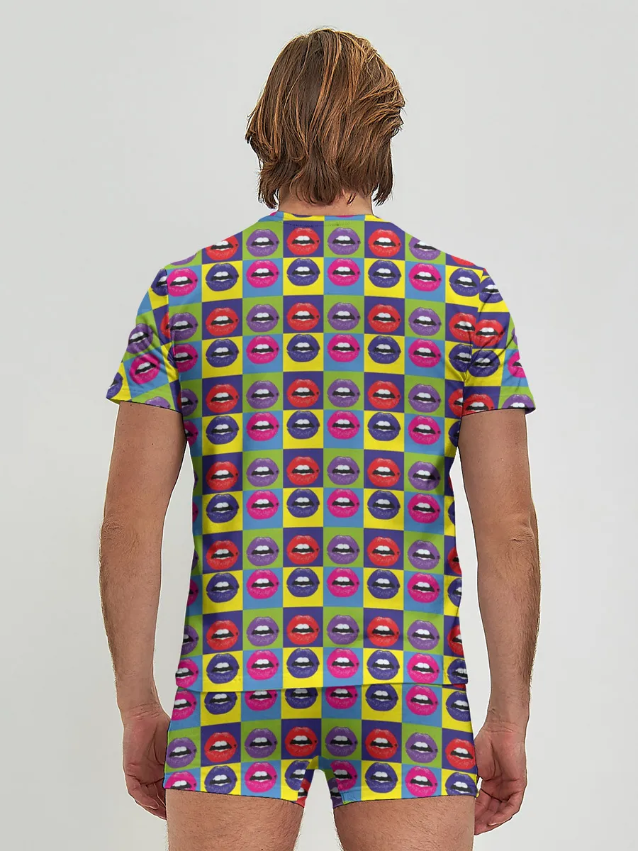 Мужские трусы с футболкой / Губы. Поп-арт