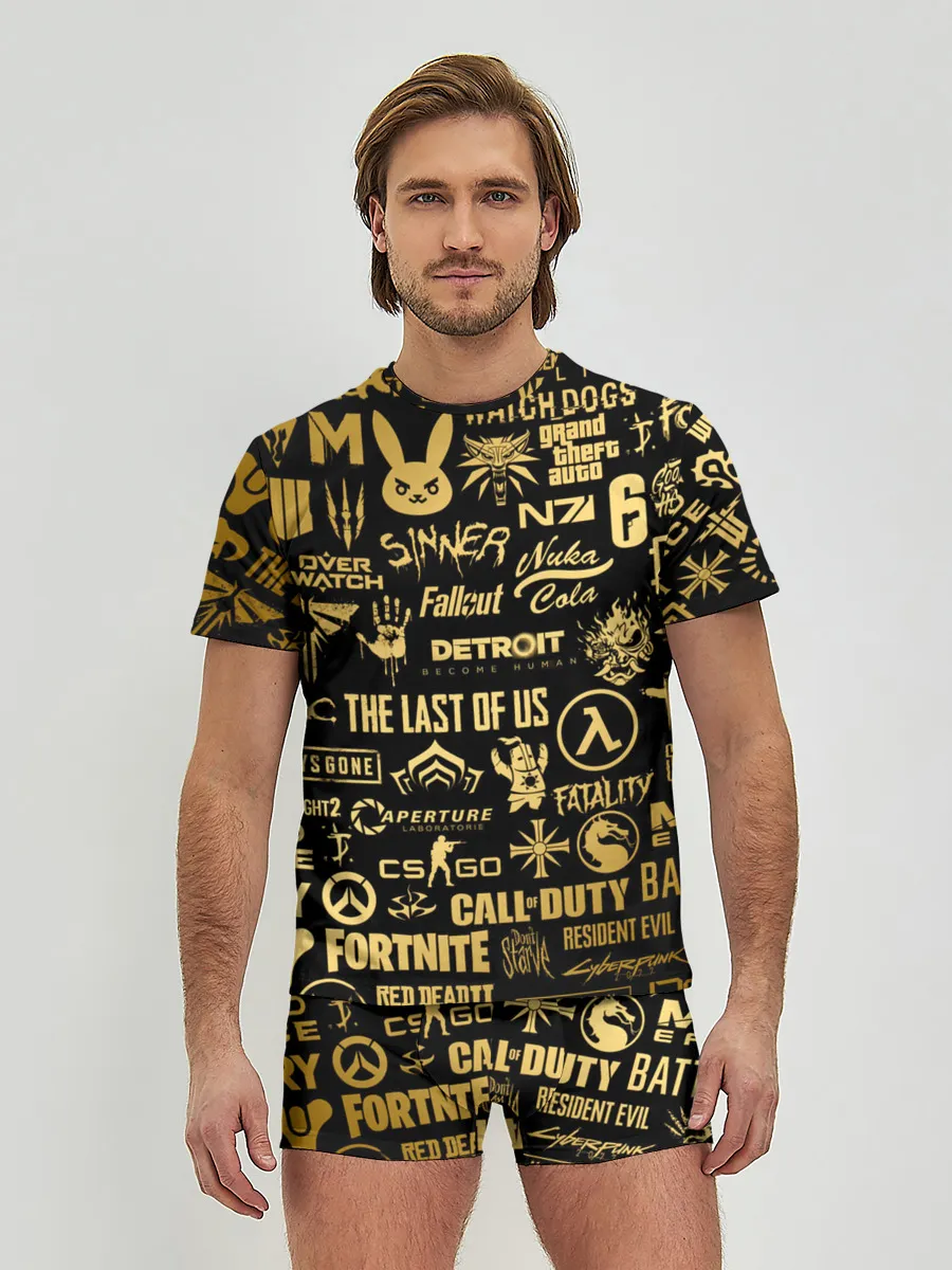 Мужские трусы с футболкой / ЛОГОТИПЫ ИГР ЗОЛОТО | GOLDEN