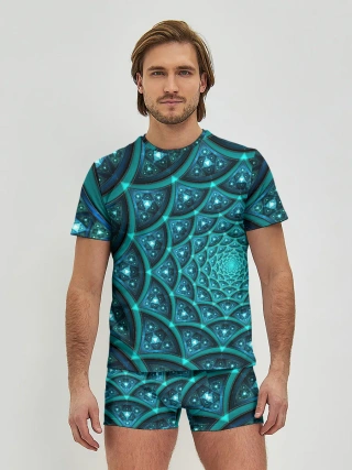 Мужские трусы с футболкой / Асимметрия узор круги фигуры