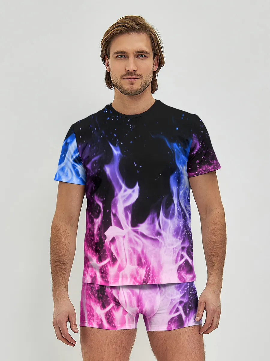 Мужские трусы с футболкой / НЕОНОВЫЙ ОГОНЬ