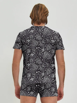 Мужские трусы с футболкой / Паттерн «Ночной лес»