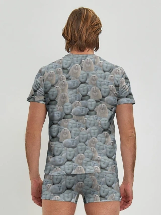 Мужские трусы с футболкой / Каменные лица 3D МЕМ 2020