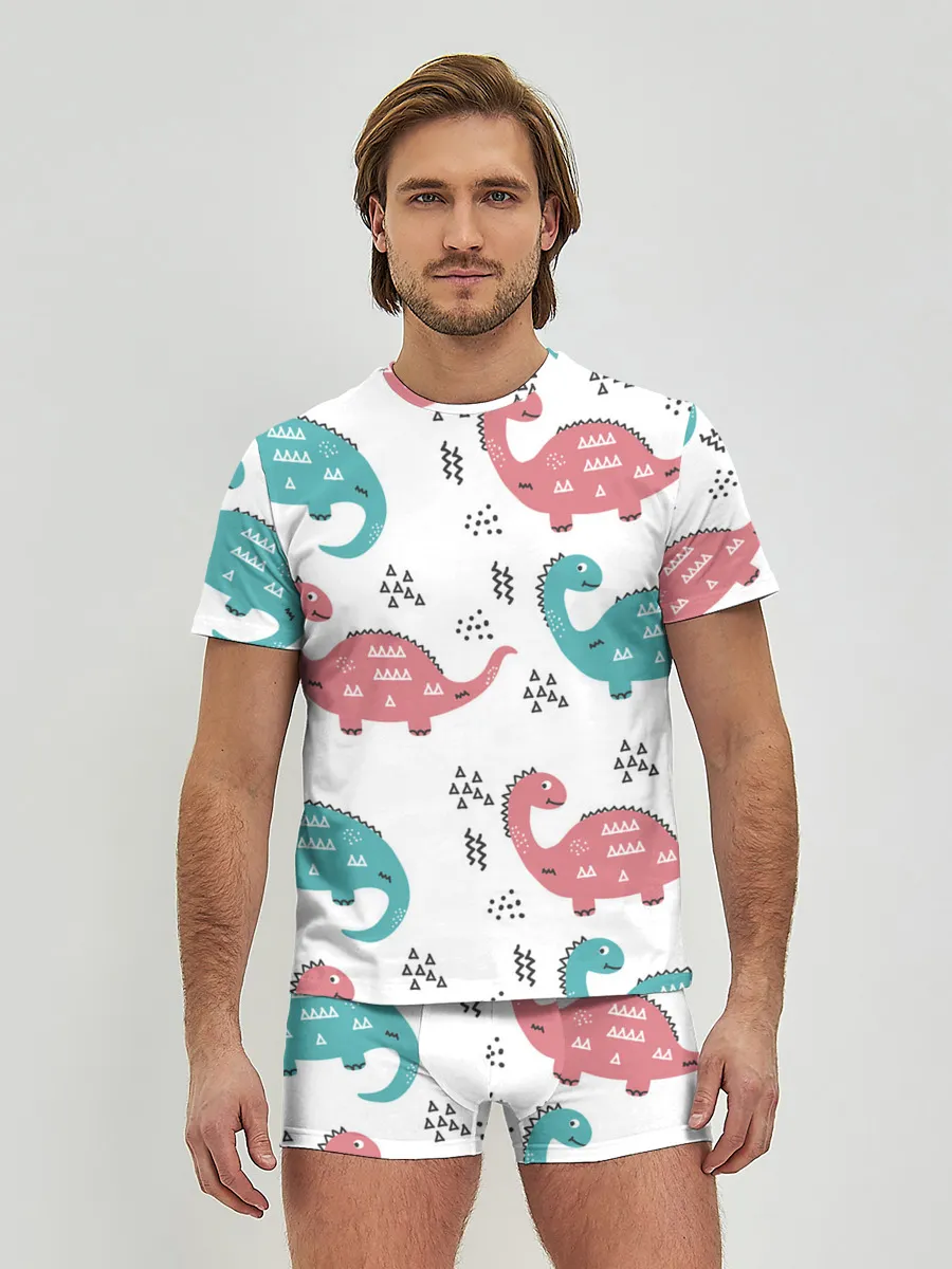 Мужские трусы с футболкой / Милые динозаврики