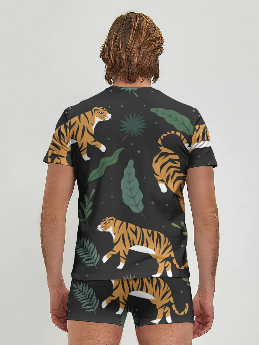 Мужские трусы с футболкой / Тропический тигр