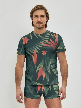 Мужские трусы с футболкой / Тропический комуфляж