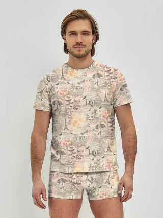 Мужские трусы с футболкой / Paris vintage theme