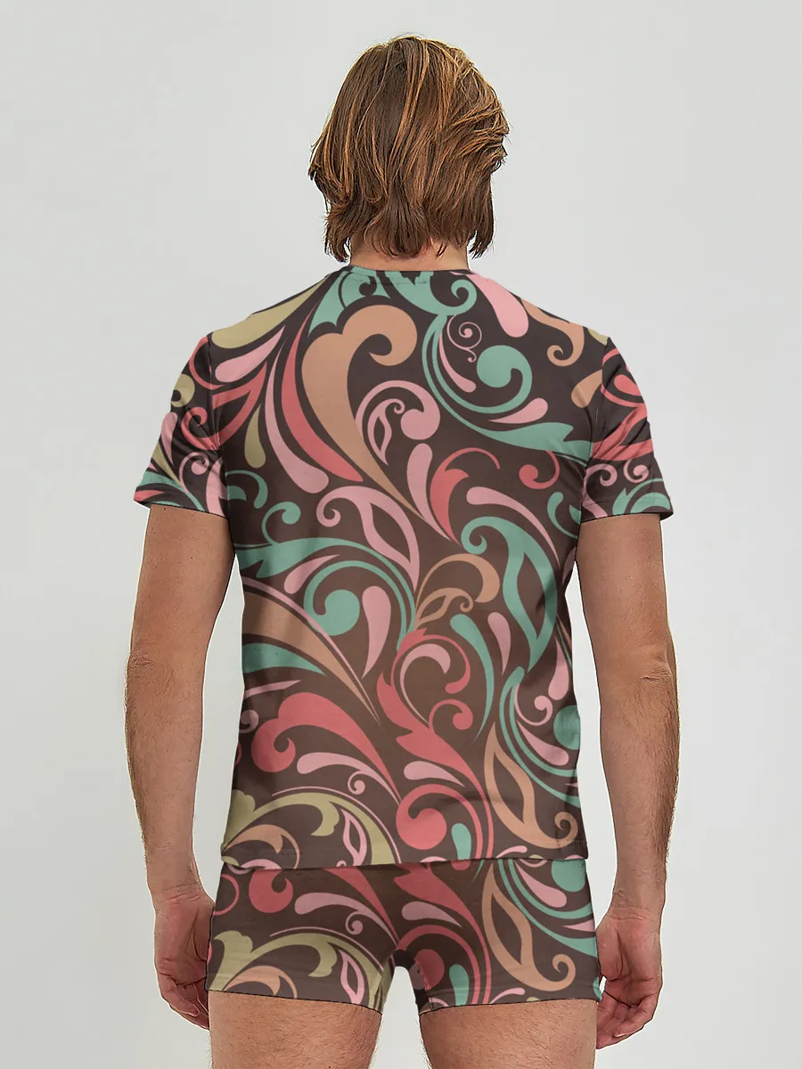 Мужские трусы с футболкой / Узор хохломы