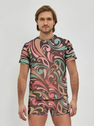 Мужские трусы с футболкой / Узор хохломы