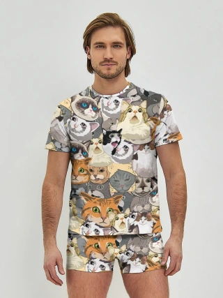 Мужские трусы с футболкой / ALL CATS MEMES