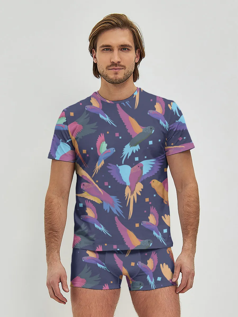 Мужские трусы с футболкой / Райские попугаи