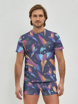 Мужские трусы с футболкой / Райские попугаи