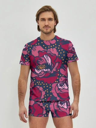 Мужские трусы с футболкой / Цветы