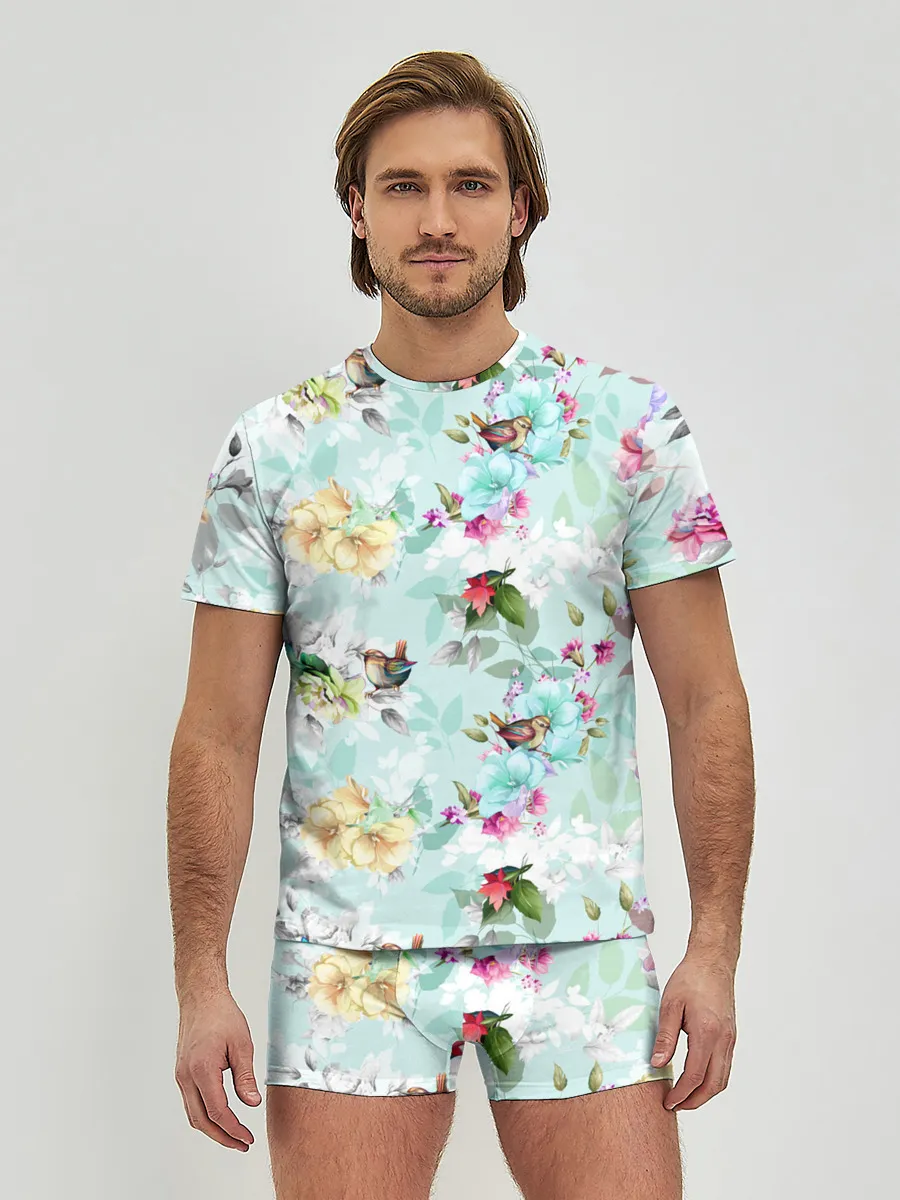 Мужские трусы с футболкой / Весенние цветы