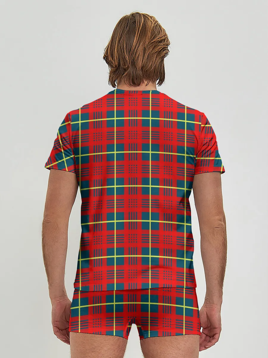 Мужские трусы с футболкой / Клетка красная