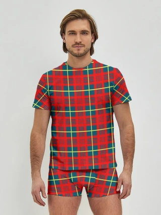 Мужские трусы с футболкой / Клетка красная