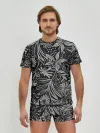 Мужские трусы с футболкой / Флора | Черно Белая