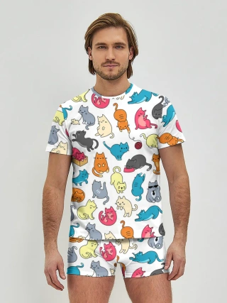 Мужские трусы с футболкой / Кошачья стая