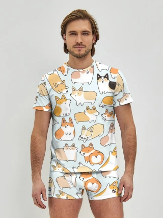 Мужские трусы с футболкой / Стая корги