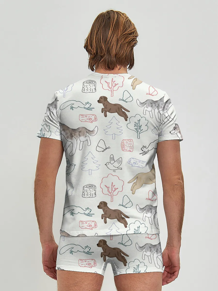 Мужские трусы с футболкой / Рисунок домашних любимцев