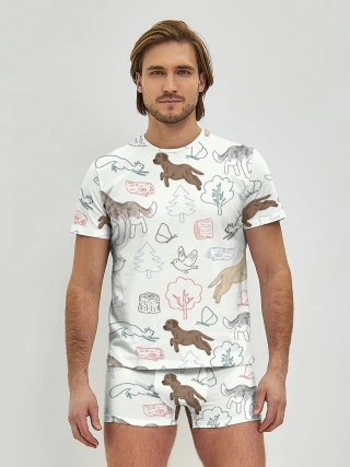 Мужские трусы с футболкой / Рисунок домашних любимцев