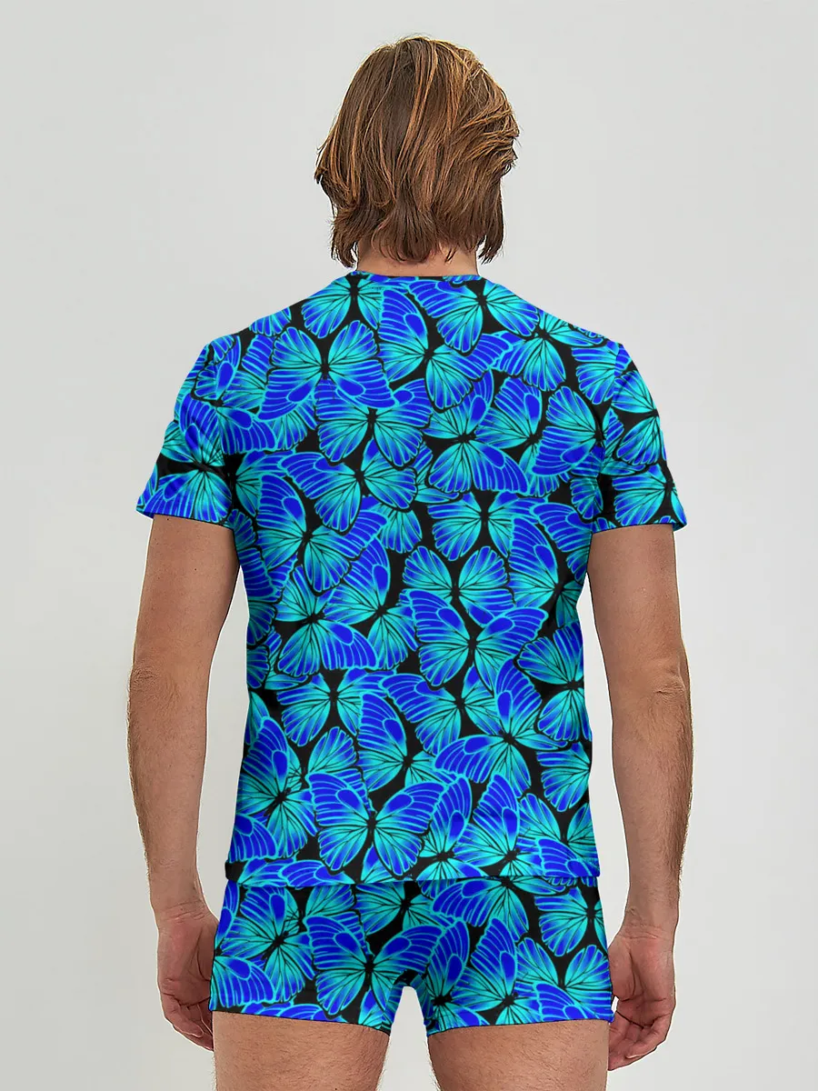 Мужские трусы с футболкой / Голубые бабочки