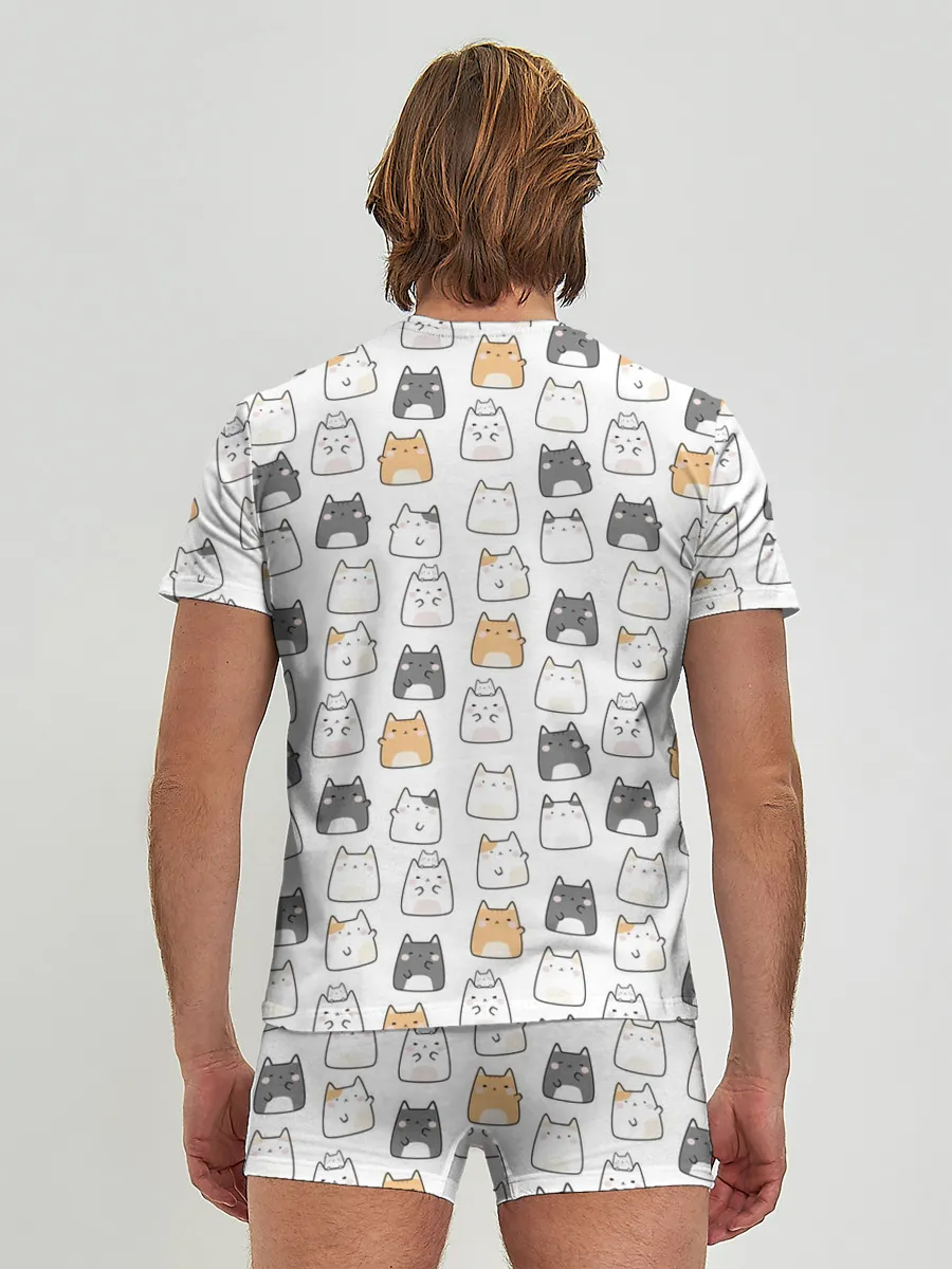 Мужские трусы с футболкой / Толстые котики