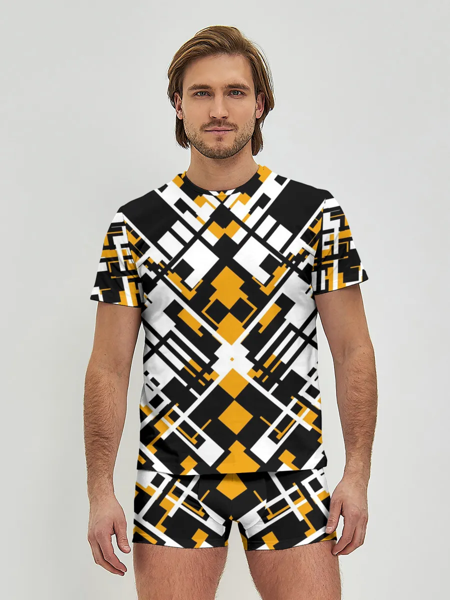 Мужские трусы с футболкой / КИБЕРПАНК,ФАНТАСТИКА,ГЕОМЕТРИЯ