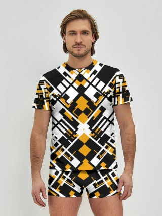 Мужские трусы с футболкой / КИБЕРПАНК,ФАНТАСТИКА,ГЕОМЕТРИЯ