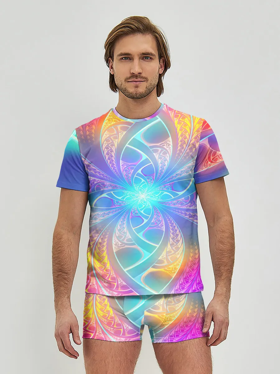 Мужские трусы с футболкой / Узоры / Абстракция /Неон