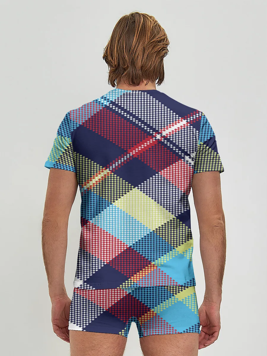 Мужские трусы с футболкой / Клетка / Текстура в клетку #2