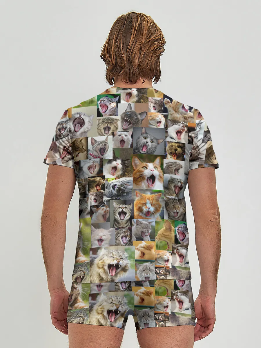 Мужские трусы с футболкой / Неко ахегао цвет