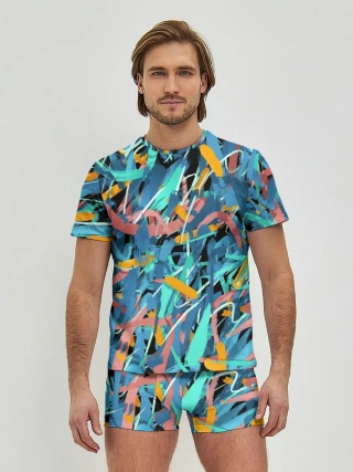 Мужские трусы с футболкой / Яркие краски