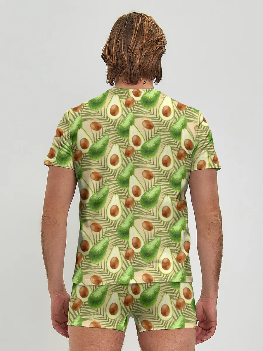 Мужские трусы с футболкой / Веган Авокадо узор