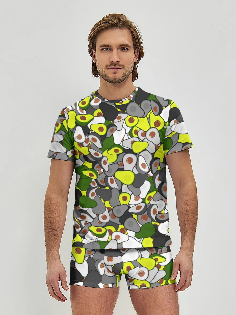 Мужские трусы с футболкой / Камуфляж с авокадо