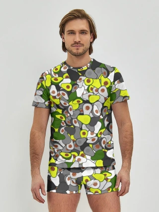 Мужские трусы с футболкой / Камуфляж с авокадо