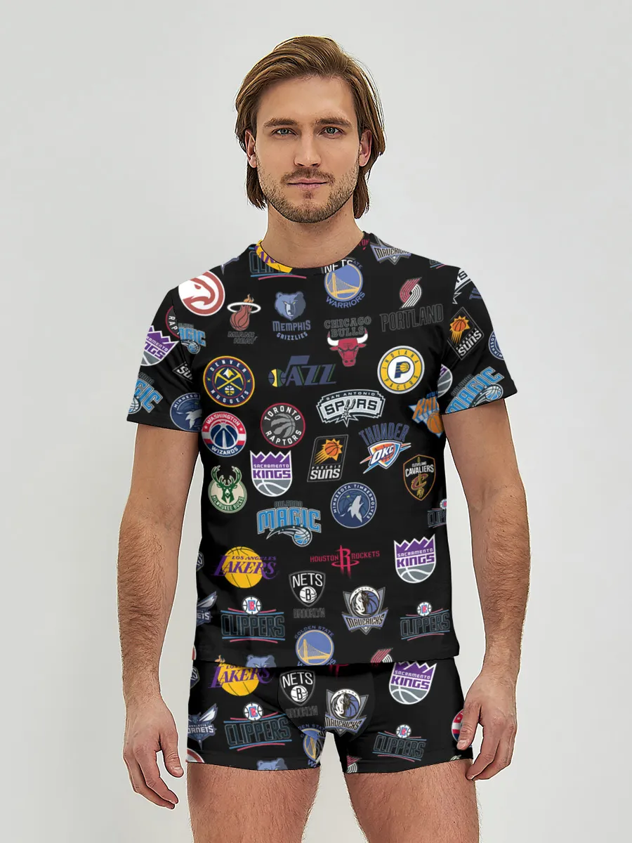 Мужские трусы с футболкой / NBA Pattern | НБА Паттерн