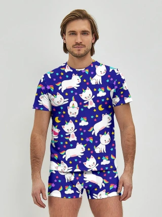 Мужские трусы с футболкой / Кот-Единорог