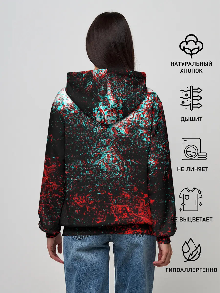 Женское худи / БРЫЗГИ КРАСОК GLITCH