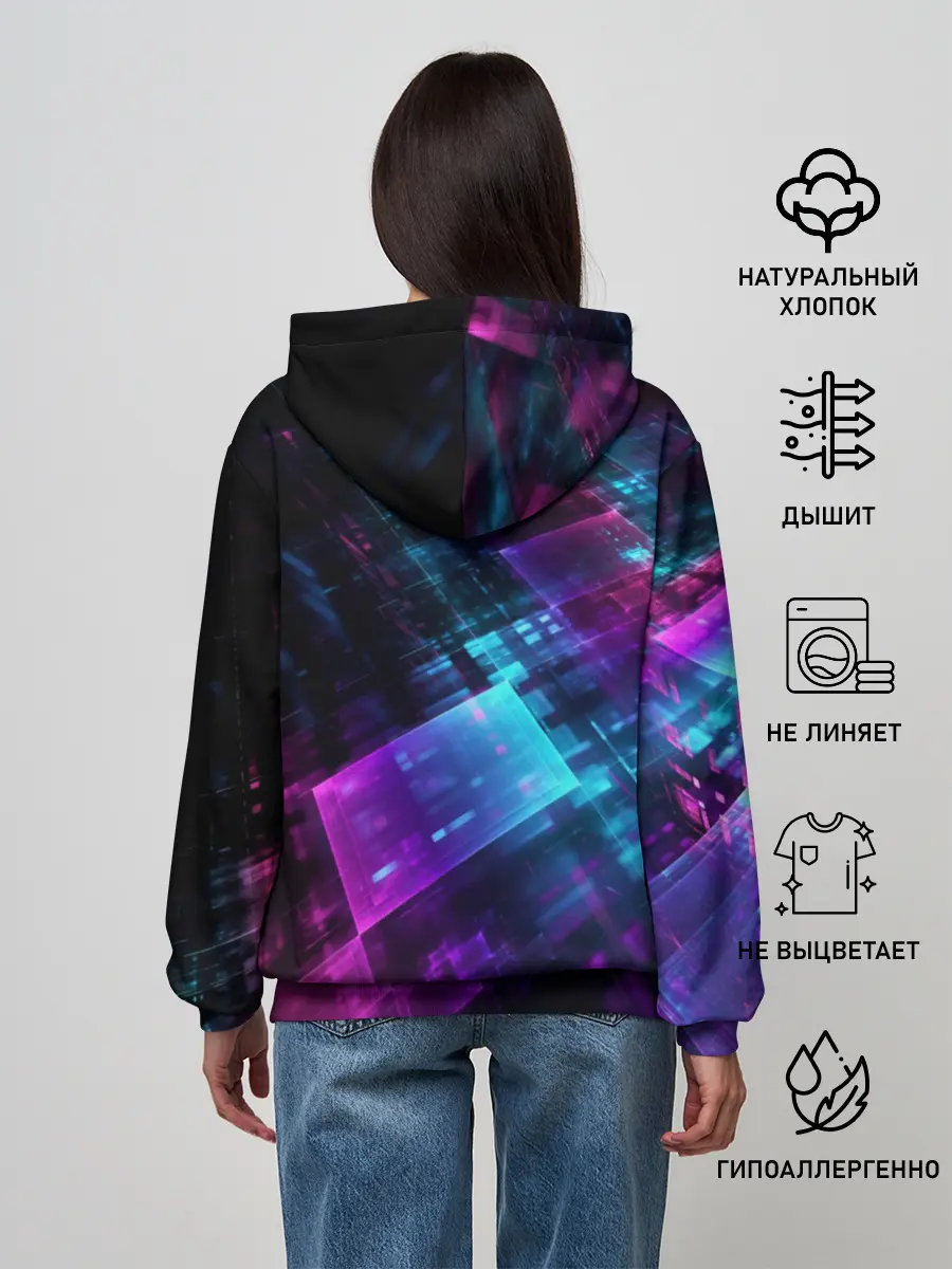 Женское худи / Неоновая абстракция