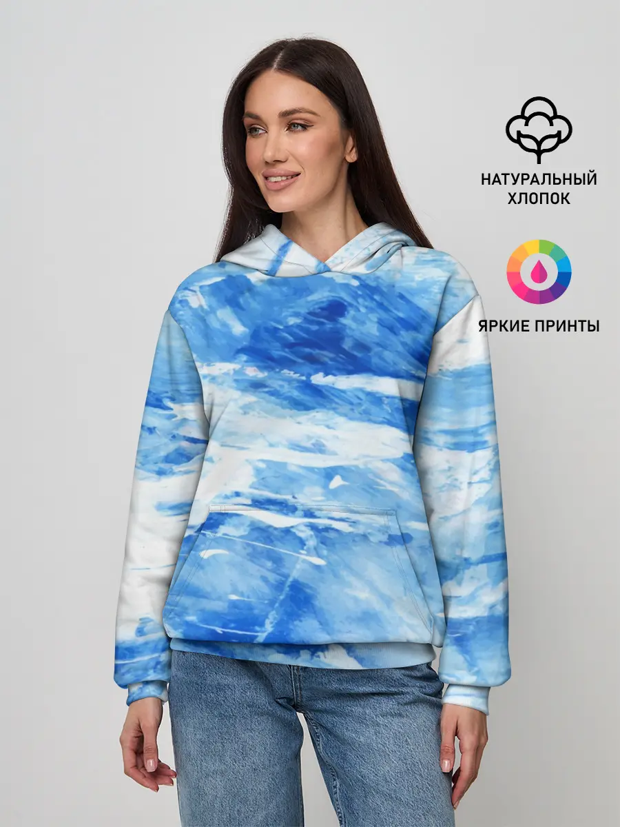 Женское худи / Вода акварель