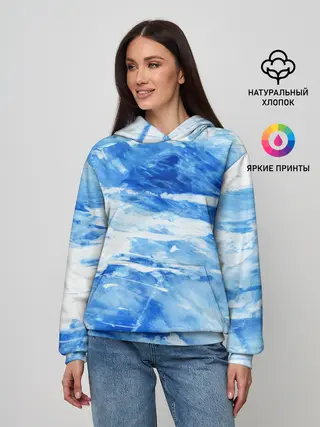 Женское худи / Вода акварель