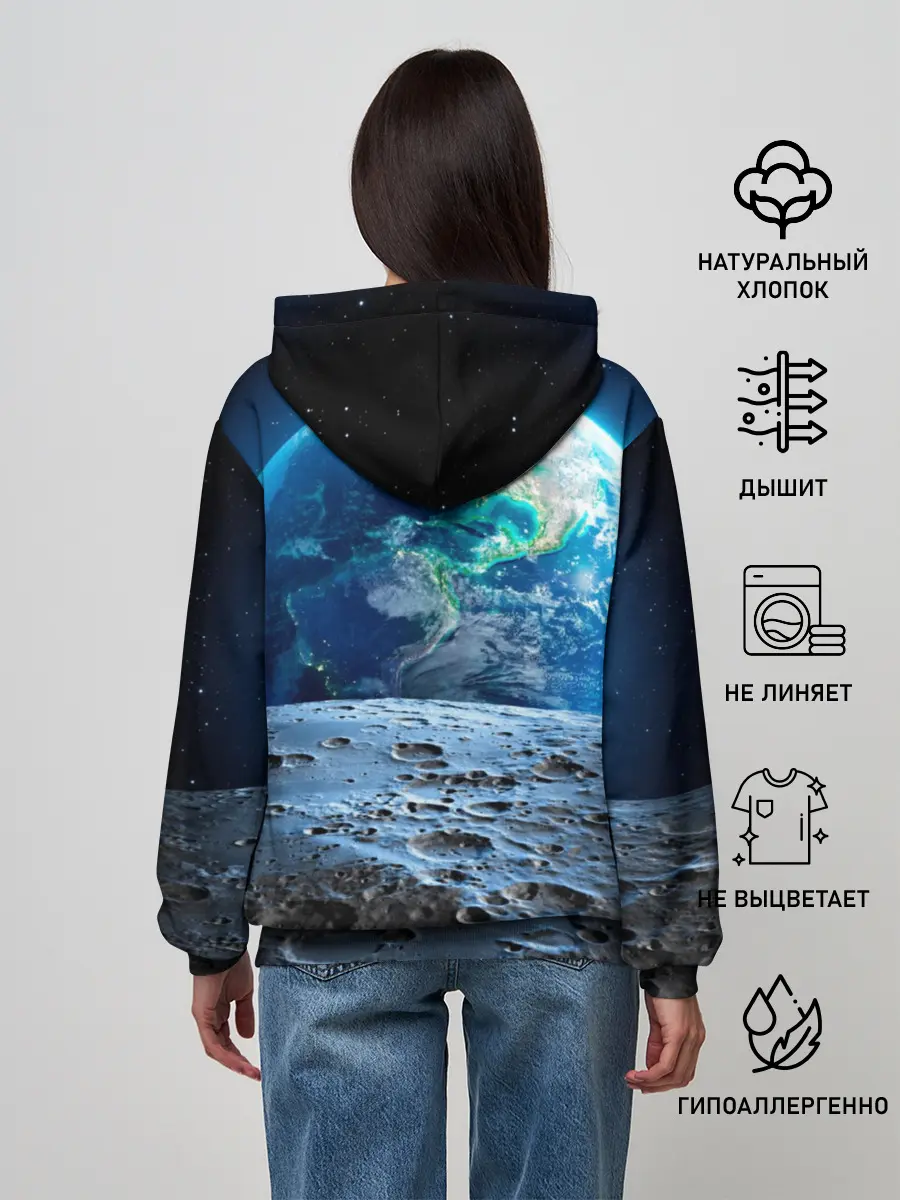 Женское худи / Кот на луне