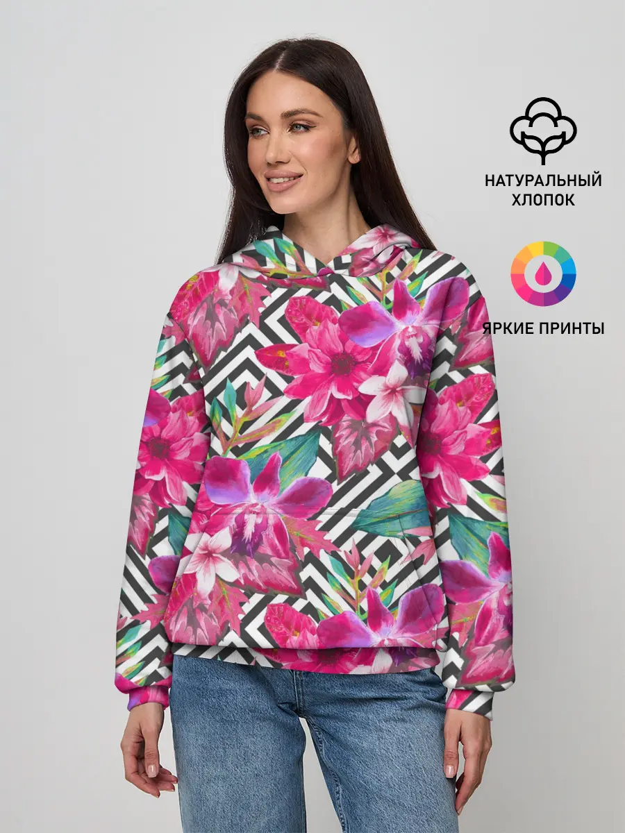 Женское худи / Тропические цветы
